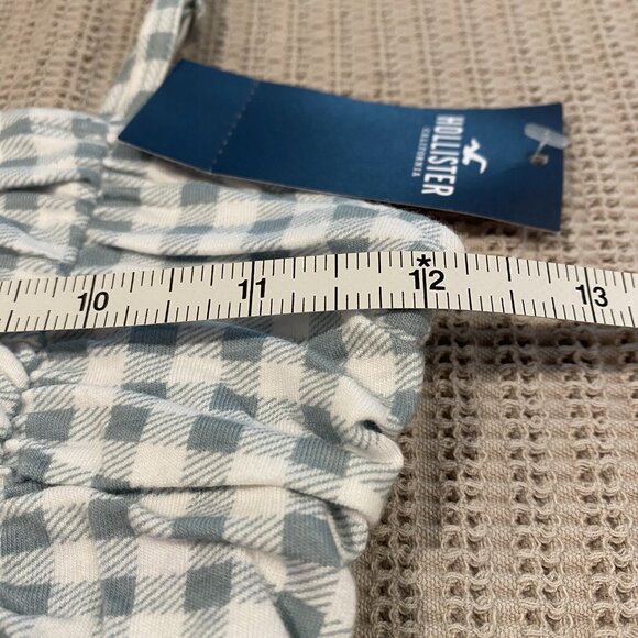 Hollister Gingham Crop Halter -- Teal and White - Size Small - NWT - Picture 4 of 8